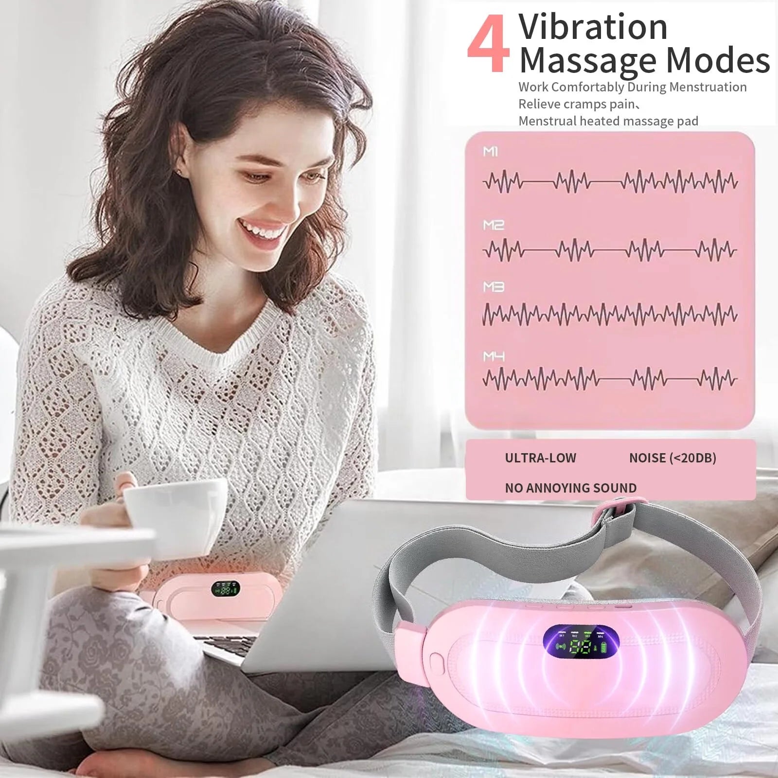DISEN Portable Heating Pad for Period Cramps,1800Mah Cordless Period Heating Pad,3 Massage Modes Menstrual Heating Pad,Electric Rapid Fast Heating Period Cramp Heating Pad, Gifts for Women,7"1Pc